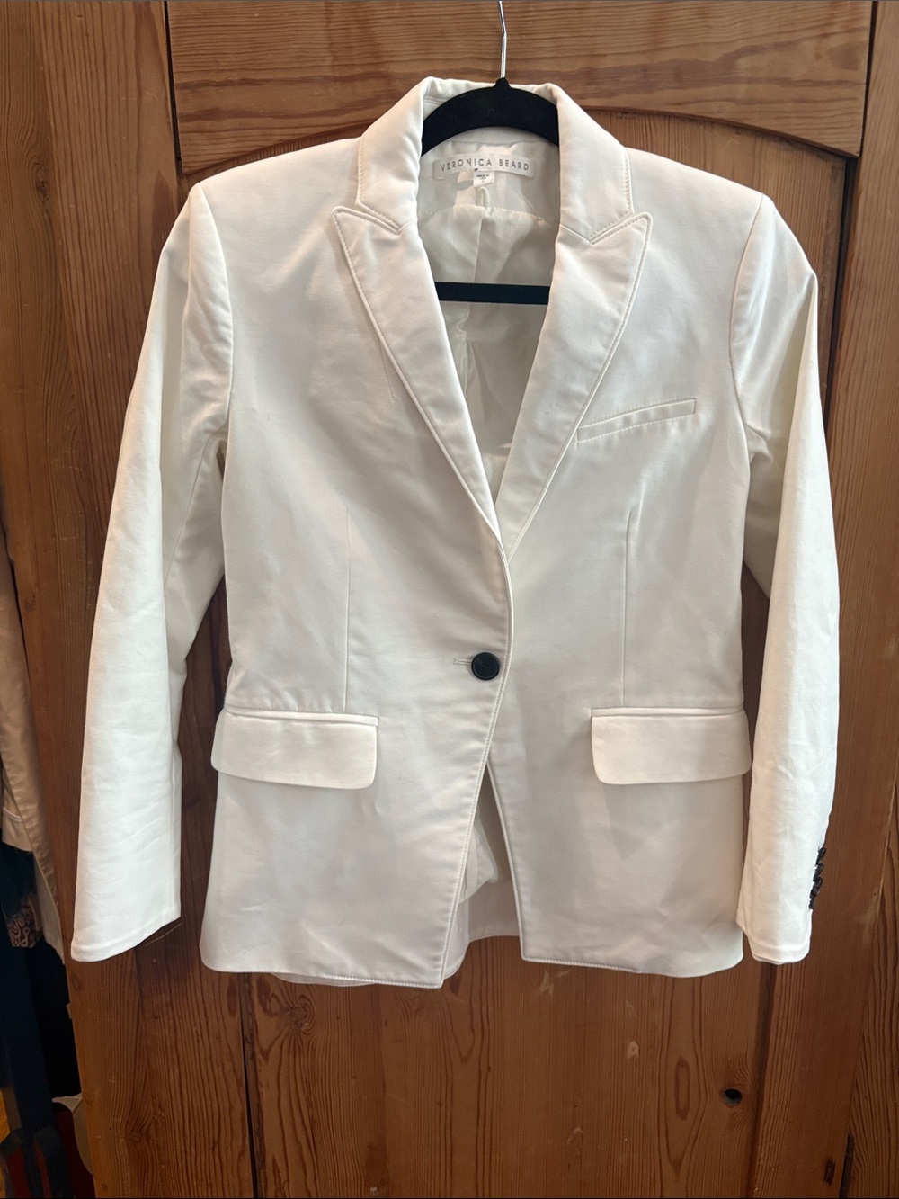 Veronica Beard White Dickey Blazer w Exposed Side Zip size 2